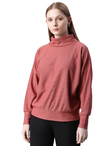 Mauve Oversized Top with Turtle Neck-image-10
