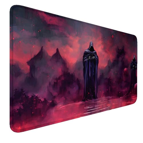 MTG Playmat with Zones Stitched Edges, Non-slip Rubber Bottom MTG Playmats, Smooth Rubber Surface Battle TCG Playmat 24 x 14 Halloween Mouse Pad MTG Mats+ Storage Bag