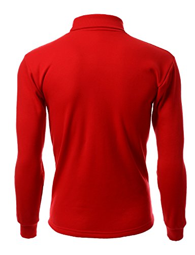 Double Long Sleeve Layer Turtleneck T-Shirt Red S #TOP1