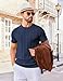 COOFANDY Mens Dress T Shirts Summer Short Sleeve Sweater Shirt Knitted Crewneck Tee Shirt Navy Blue