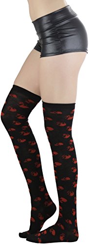 Image of ToBeInStyle Women's Skull Crossbones Skeleton Pirate Symbol Hosiery Tights & Thigh High Stockings
