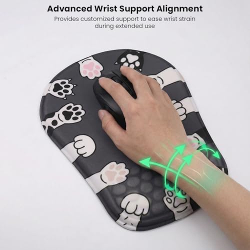 Image of Mouse Pad Wrist Support with Massage Design, Ergonomic Dog Paw Mouse Mat, Pain Relief Memory Foam, Anti-Slip PU Base, Cushion Mousepad Wrist Rest for Gaming, Home, Office, Laptop, Computer