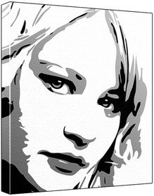 Emilie De Ravin (100% Original Painting. Not A Print ) Acrylic Paint On Deep Framed Canvas (60 x 50 x 1.8 cm) 3-Colour Black/Grey/White-image-32