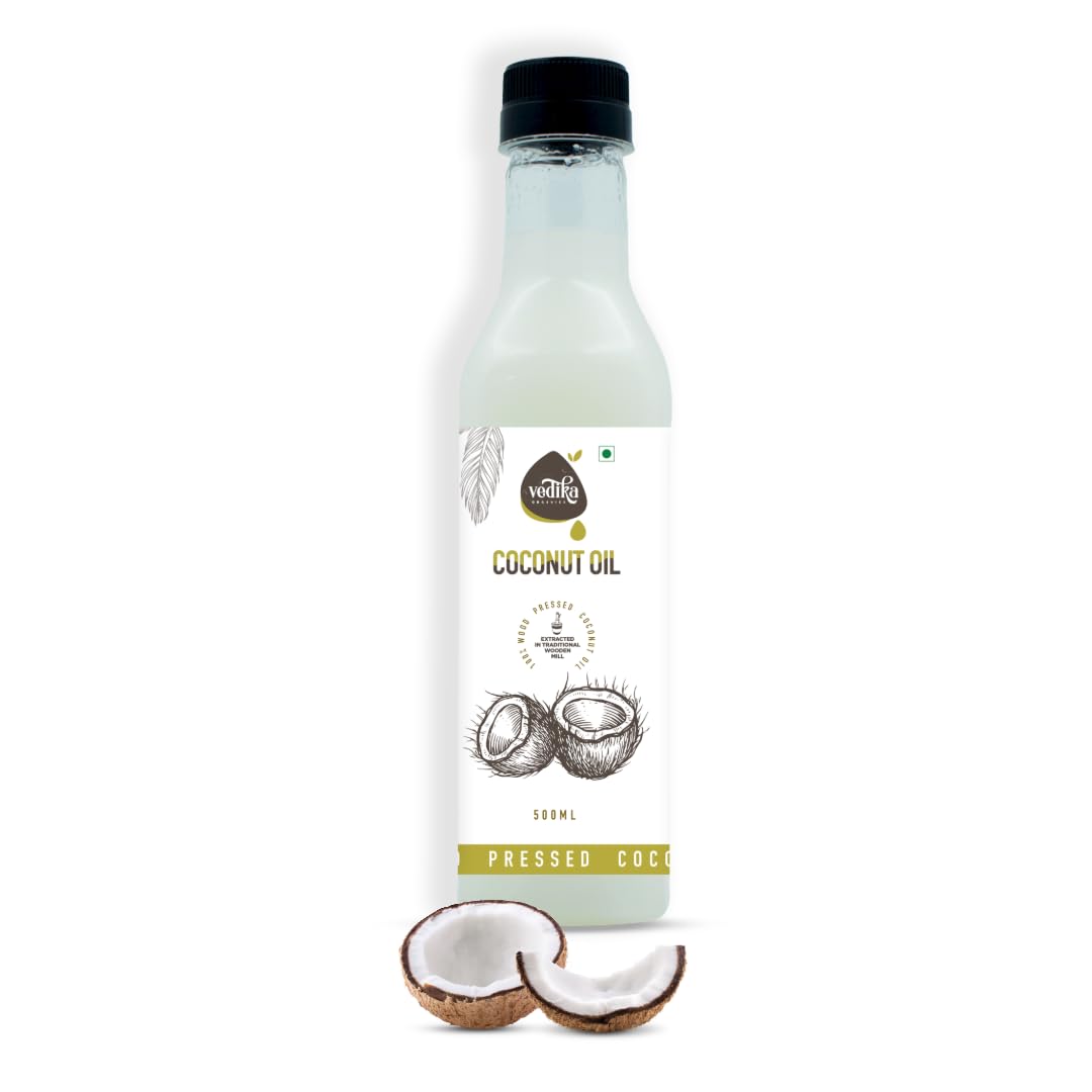 Vedika Organics Extra Virgin Coconut Oil - Cold Pressed, Organic Wood Pressed Coconut Oil for Hair Growth Men & Women, Edible Cooking Oil, Baby Hair, Massage Oil, For Face & Skin (500 ML) (B0CHJJY3H2) Amazon Price History, Amazon Price Tracker