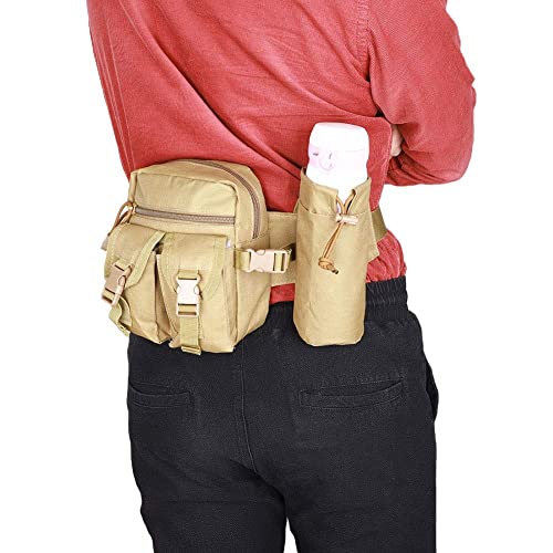 Tactical Waist Pack Pouch With Water Bottle Pocket Holder, Men Travel Waist Bag Hip Belt Bag For Running Hiking Travel Outdoors #TOP7