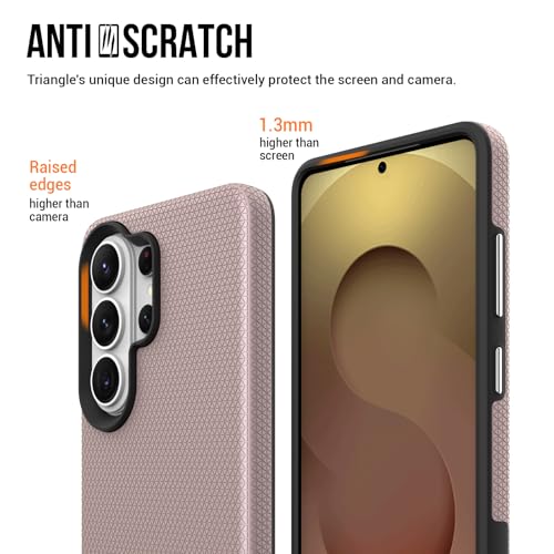 Image of NOXO Ultra-Hybrid Triangle Back Case Cover for Samsung Galaxy S26 Ultra | Shockproof Design | Camera Protection | Soft TPU & Rugged PC | Bumper Cases and Covers (Aureate Pink)