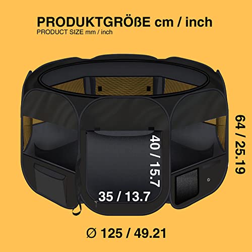 all Pets United® Welpen-Laufstall Tierlaufstall Welpenauslauf-Stall; XXL Freigehege für Hunde, Katzen, Hasen & Kleintiere im Innen- und Außenbereich (Schwarz)