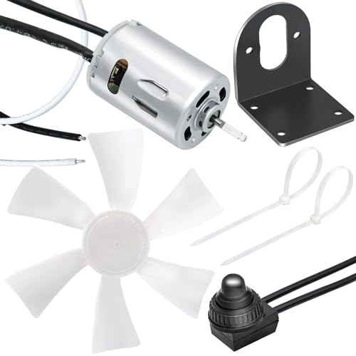 mznowsea 6 RV Vent Fan Blade with 12V RV V ent Fan Motor D-Shaft RV Bathroom Fan Motor for Camper Roof Vent with ON OFF Switch Mounting Bracket