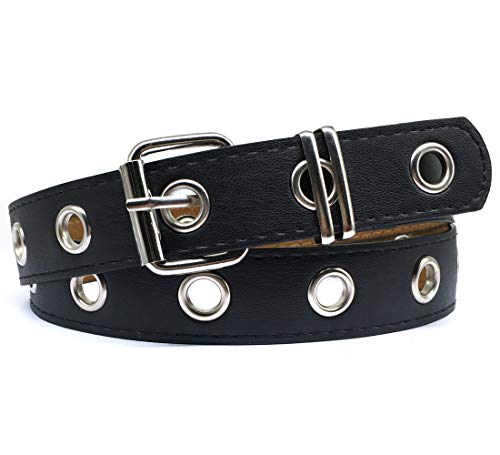 WYuZe Grommet Belt PU Leather Punk Rock Belt for Women Jeans Dresses Halloween Hole Beltsâ€¦