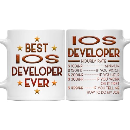 MONIZILUCKY Ios Developer Mug Best Ios Developer Ever Gift 11oz White Ceramic Coffee Mug for Office Work Friends Coworkers Birthday Thanksgiving Christmas Gift for Ios Developer