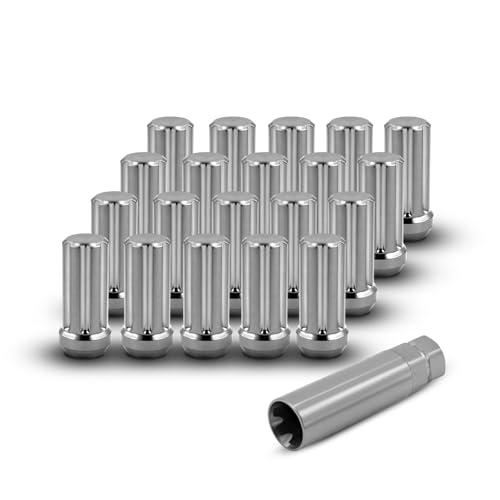 Image of Titanium Spline Lug Nuts M14x1.5, 20pc | Ultra Lightweight, Closed End Wheel Nuts, High-Strength Corrosion-Resistant Titanium Alloy, Includes 1 Spline Socket Key