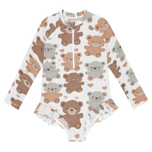 Image of Girls One Piece Swimsuits Long Sleeve Swimsuit Zipper Bathing Suits Swimwear