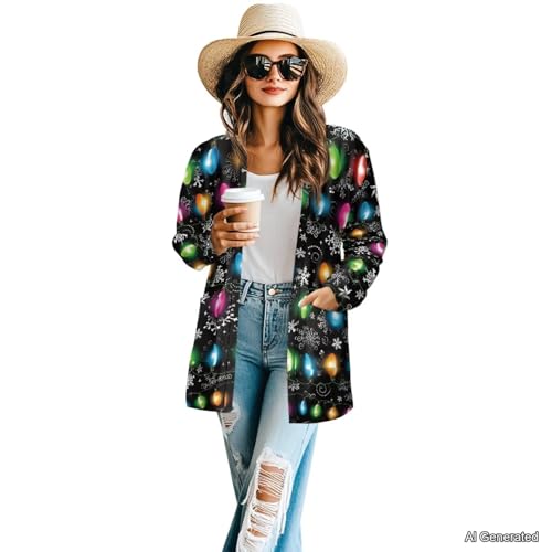 Image of Women's Lightweight Cardigans with Pockets Trendy Long Sleeve Open Front Cardigan Casual Tops Jackets Fall Oufits S-2XL