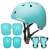 CELOID Kids Helmet Pad Set,Adjustable Kids Skateboard Bike Helmet Knee & Elbow Pads Wrist Guards 8-1