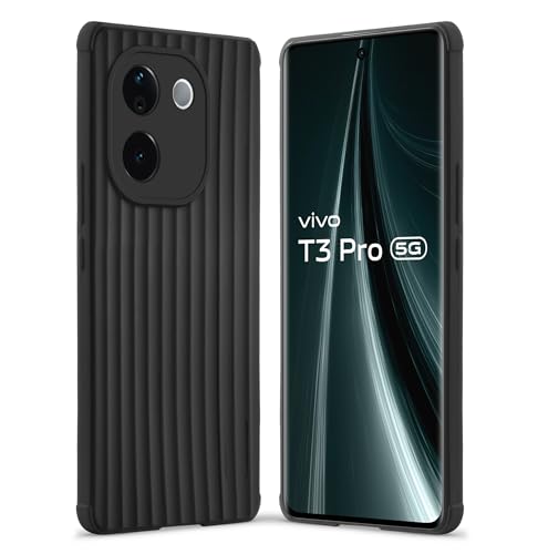 Image of Mr. Case Back Cover for Vivo T3 Pro 5G Sleek & Soft Silicon with Textured Back | Anti-Slip Grip & Minimal Bulk - Black