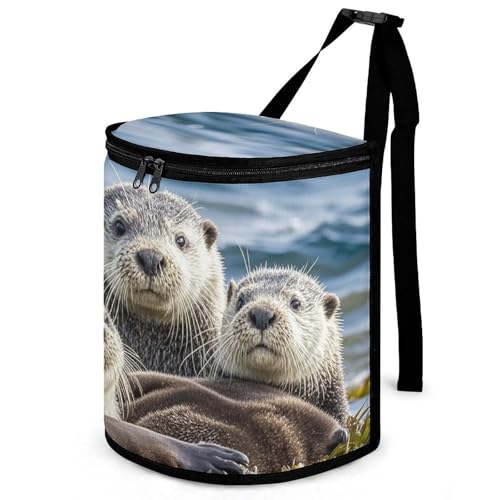 Poubelle de voiture Sea Otter étanche avec couvercle pliable suspendu pour voyage