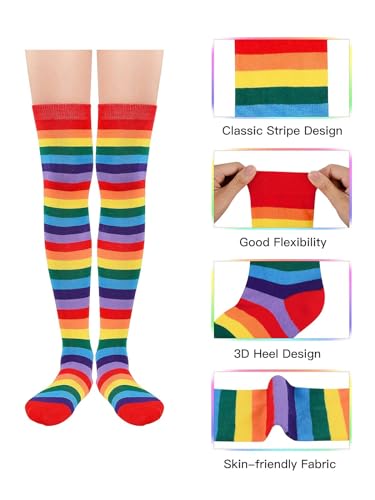 Image of Azue Women Non Slip Thigh High Socks Fashion Tube Stockings above Knee Cosplay Socks