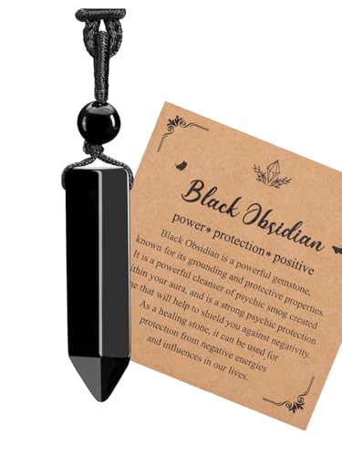 Jovivi Healing Crystals Necklace for Men Women Adjustable Rope Natural Stone Hexagonal Prism Pointed Crystal Pendant Necklaces Gemstone Jewelry