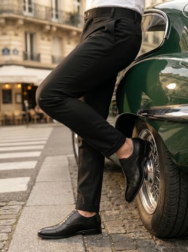 Image of erke Men's Slim Fit Formal Trouser with 4-Way Stretch | Lycra Blend Wrinkle Resistant Office Chinos for Men | Mid Rise Tapered Trousers for Men