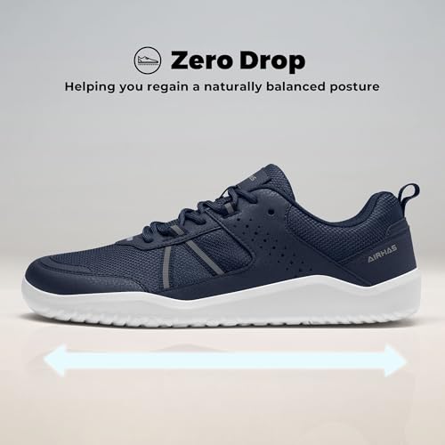 AIRHAS Men's Anatomical Toe Box Barefoot Shoes Zero Drop Breathable Gym Shoes for Men Minimalist Walking Shoes Shoes(Navy, 9.0W) — view 4