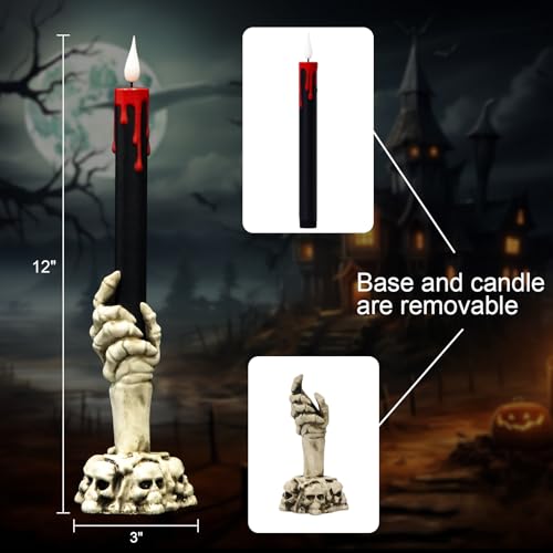 Image of Halloween LED Flameless Taper Candles Battery Operated with Remote Timer