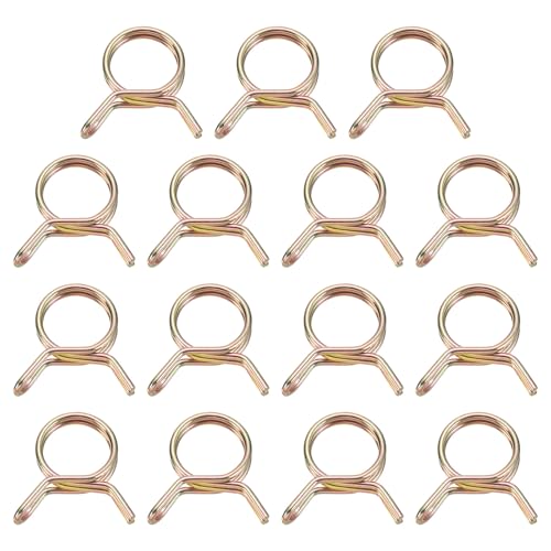 QUARKZMAN Lot de 15 colliers de serrage à ressort double fil, diamètre intérieur 16 mm, pour tuyaux de carburant de 16 à 18 mm de diamètre extérieur, clips en silicone, couleur zinc