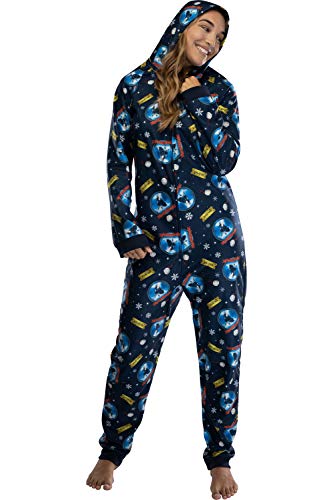 INTIMO Polar Express Adult Believe Hooded One-Piece Footless Sleeper Union Suit For Men and Women (L/XL)