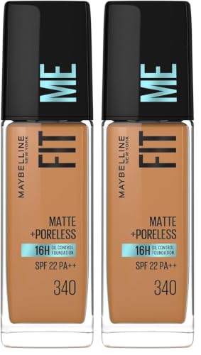 Image of Maybelline New York Fit Me Matte + Poreless Liquid Foundation, 340 (Pack of 2)