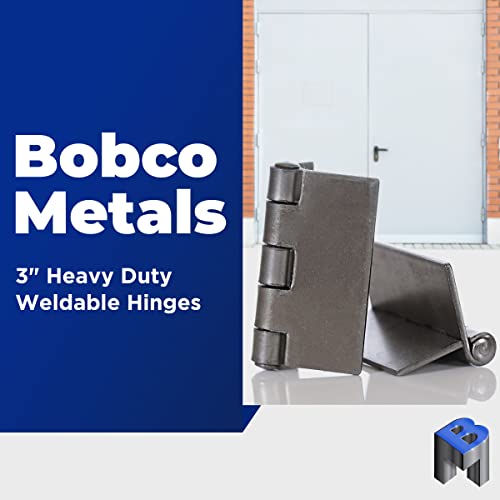 Bobco Metals 3" Heavy Duty Weldable Hinges - Steel Butt Hinge Design For Heavy Gates & Doors - Long Lasting - Corrosion & Rust Resistant - 2 Pairs #TOP2
