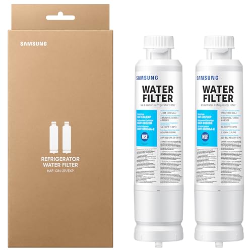 Samsung HAF-CIN-2P/EXP Genuine Refrigerator Water Filter, Reduces 99% of Harmful Contaminants for Clean, Clear Drinking Water, 6-Month Life, Easy Install, Pack of 2