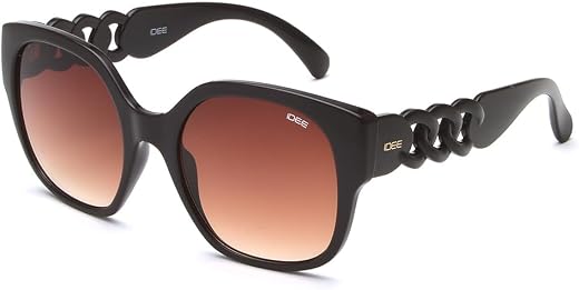IDEE 100% UV protected sunglasses for Women with Shiny Dark Brown Polycarbonate frame | Size - Medium with Browncolored lens