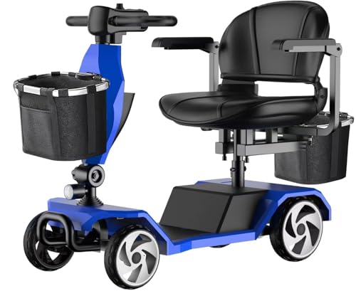 Image of 32 Miles Electric Mobility Scooter for Adults, Elderly. Wheelchair Device for Travel. Capacity 350 lbs, 350W Mobility Scooters for Seniors with 20A Removable Battery and Two Baskets (Y3-Blue)