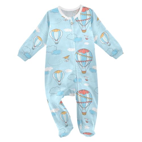 vvfelixl baby sleepers Colorful Hot Air Balloons baby onesie clothes for girl boys One-Piece Footies for 3-6 Months