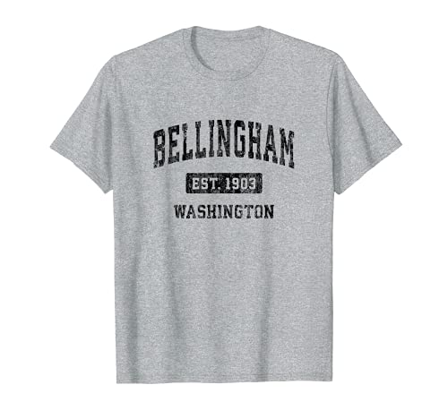 Bellingham Washington WA - Design vintage sportivo, colore: Nero Maglietta