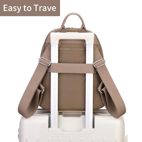 Image of Tanweibago Mini Nylon Women Backpacks,11L Small Ladies backpacks Casual Lightweight Women Shopping Travel Daypack (Beige)