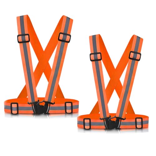 Reflective Vest Running Gear, 2Pack High Visible Safety VES for Cycling Jogging Running Walking, Adjustable for Men Women Kids