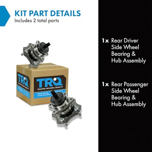 Image of TRQ Rear Driver and Passenger Side Wheel Bearing and Hub Assembly Set 2 Piece Compatible with 2000-2005 Toyota Echo 4 Wheel ABS Brakes 2004-2006 Scion xA 2004-2006 xB