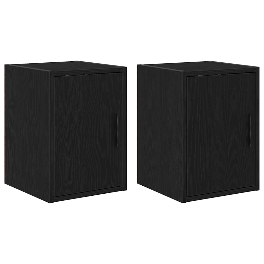 vidaXL Garage Wall Cabinets 2 pcs Black Engineered Wood, cabinet, garage wall cupboard, wall mounted tool cabinet, garage storage cabinet