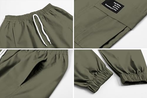 Image of SANGTREE Kids Girls 2 Piece Outfit, Crop Top T-Shirts and Cargo Pants Tracksuits Set, White Army Green, 13-14 Years = Tag 170