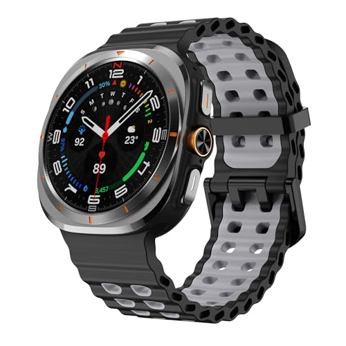 Image of Compatible with Samsung Galaxy Ultra Watch Strap, Double-colored Soft Silicone Galaxy Watch Ultra Strap Adjustable Rugged Sport Bands for Galaxy Ultra Watch 47mm Men Women(NO WATCH)