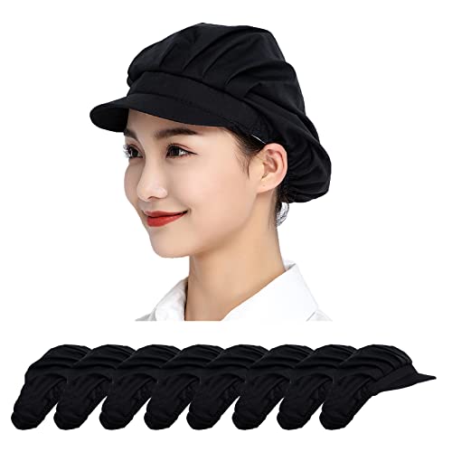 Maifunn 衛生キャップ 8枚セット 帽子 キッチン 衛生帽 給食帽 飲食 工場 給食 作業 レストラン 綿 布 男女兼用 ピ