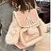 ZGHQHCDRH Pink Corduroy Backpack, Cute Women's Bag with Bunny Ears and Pom-pom Details, Soft Winter Fashion Casual Backpack (Pink)
