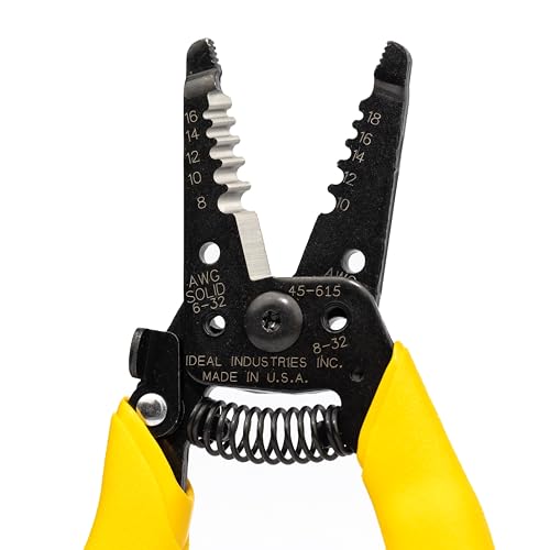 Ideal Electrical 45-615 Reflex Super T Stripper - 8-18 AWG Solid, Yellow, Wire Stripper, Plier Nose, Slide Lock, Textured Grips by Ideal Industries - Image 6