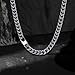 YAMI Mens Silver Cuban Link Chain, Stainless Steel Cuban Link Curb Chain Necklace for Men/Women, 8MM - 24 Inch Chain Necklaces Jewelry Gifts