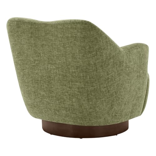 Image of KISLOT Swivel Accent Chair Set of 2,Upholstered Barrel Chair with Curves Camel Back Design,Modern Arm Chair with Wooden Base for Living Room Bedroom Reading Waitingroom,Sage Green