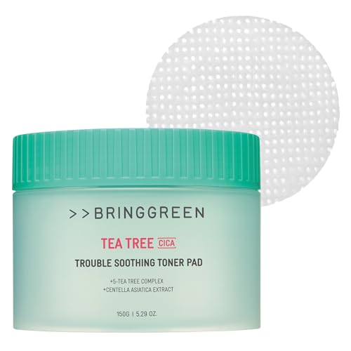 BRINGGREEN(ブリングリーン) ティーツリー シカ トラブルスージングトナーパッド 90枚 敏感肌 ゆらぎ肌 鎮静 シカ 化粧水 角質ケア 毛穴 拭き取り 保湿 パック 韓国（Amazon）