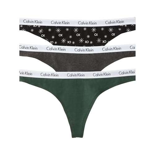 Calvin Klein Women's Carousel Logo Cotton Stretch Thong Panties, Multipack