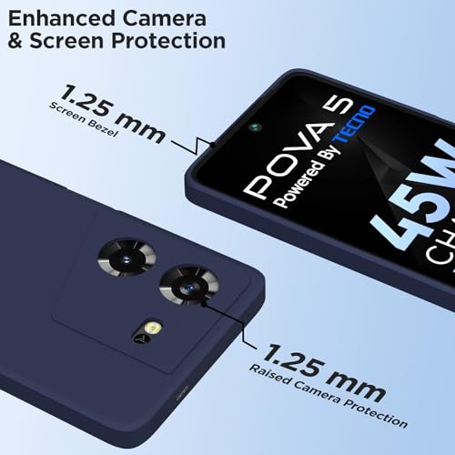 Image of Outlouders Back Cover for Techno Pova 5 / Techno Pova 5 Pro 5G | Camera Protection | Durable Soft Matte Silicone Bumper Case (Blue)