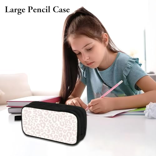 Image of WOBAGMEN Double Layer Pencil Case with Handle Large Pencil Bag Cute Print Pencil Pouch for Boys Girls (Silver Leopard)