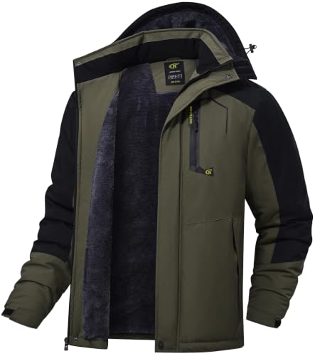 Image of QPNGRP Mens Waterproof Fleece Ski Jacket Windproof Winter Snow Coat